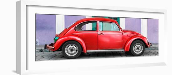 ¡Viva Mexico! Panoramic Collection - The Red VW Beetle Car with Purple Street Wall-Philippe Hugonnard-Framed Photographic Print