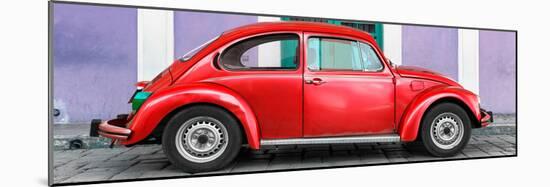 ¡Viva Mexico! Panoramic Collection - The Red VW Beetle Car with Purple Street Wall-Philippe Hugonnard-Mounted Photographic Print