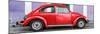 ¡Viva Mexico! Panoramic Collection - The Red VW Beetle Car with Purple Street Wall-Philippe Hugonnard-Mounted Photographic Print