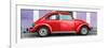 ¡Viva Mexico! Panoramic Collection - The Red VW Beetle Car with Purple Street Wall-Philippe Hugonnard-Framed Photographic Print