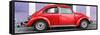 ¡Viva Mexico! Panoramic Collection - The Red VW Beetle Car with Purple Street Wall-Philippe Hugonnard-Framed Stretched Canvas