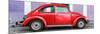 ¡Viva Mexico! Panoramic Collection - The Red VW Beetle Car with Purple Street Wall-Philippe Hugonnard-Mounted Photographic Print