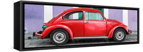 ¡Viva Mexico! Panoramic Collection - The Red VW Beetle Car with Purple Street Wall-Philippe Hugonnard-Framed Stretched Canvas