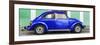 ¡Viva Mexico! Panoramic Collection - The Royal Blue VW Beetle Car with Green Street Wall-Philippe Hugonnard-Framed Photographic Print