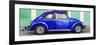 ¡Viva Mexico! Panoramic Collection - The Royal Blue VW Beetle Car with Green Street Wall-Philippe Hugonnard-Framed Photographic Print