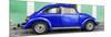 ¡Viva Mexico! Panoramic Collection - The Royal Blue VW Beetle Car with Green Street Wall-Philippe Hugonnard-Mounted Photographic Print