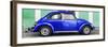 ¡Viva Mexico! Panoramic Collection - The Royal Blue VW Beetle Car with Green Street Wall-Philippe Hugonnard-Framed Photographic Print