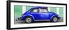 ¡Viva Mexico! Panoramic Collection - The Royal Blue VW Beetle Car with Green Street Wall-Philippe Hugonnard-Framed Photographic Print