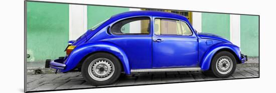 ¡Viva Mexico! Panoramic Collection - The Royal Blue VW Beetle Car with Green Street Wall-Philippe Hugonnard-Mounted Photographic Print