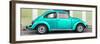 ¡Viva Mexico! Panoramic Collection - The Teal VW Beetle Car with Lime Green Street Wall-Philippe Hugonnard-Framed Photographic Print