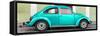 ¡Viva Mexico! Panoramic Collection - The Teal VW Beetle Car with Lime Green Street Wall-Philippe Hugonnard-Framed Stretched Canvas