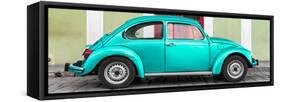 ¡Viva Mexico! Panoramic Collection - The Teal VW Beetle Car with Lime Green Street Wall-Philippe Hugonnard-Framed Stretched Canvas