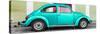 ¡Viva Mexico! Panoramic Collection - The Teal VW Beetle Car with Lime Green Street Wall-Philippe Hugonnard-Stretched Canvas