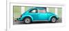 ¡Viva Mexico! Panoramic Collection - The Turquoise VW Beetle Car with Lime Green Street Wall-Philippe Hugonnard-Framed Photographic Print