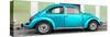 ¡Viva Mexico! Panoramic Collection - The Turquoise VW Beetle Car with Lime Green Street Wall-Philippe Hugonnard-Stretched Canvas