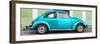 ¡Viva Mexico! Panoramic Collection - The Turquoise VW Beetle Car with Lime Green Street Wall-Philippe Hugonnard-Framed Photographic Print