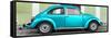 ¡Viva Mexico! Panoramic Collection - The Turquoise VW Beetle Car with Lime Green Street Wall-Philippe Hugonnard-Framed Stretched Canvas