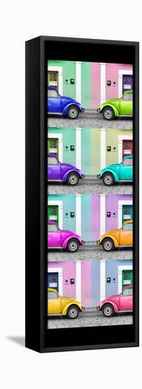 ¡Viva Mexico! Panoramic Collection - The VW Beetle Cars with Colors Street Wall II-Philippe Hugonnard-Framed Stretched Canvas