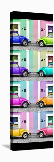 ¡Viva Mexico! Panoramic Collection - The VW Beetle Cars with Colors Street Wall II-Philippe Hugonnard-Stretched Canvas
