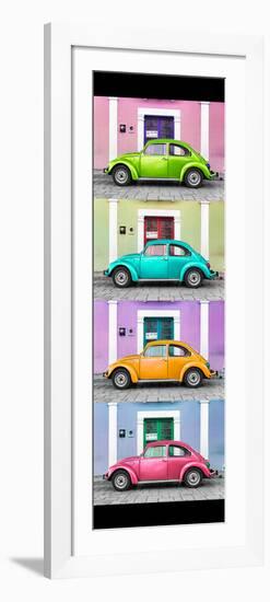 ¡Viva Mexico! Panoramic Collection - The VW Beetle Cars with Colors Street Wall III-Philippe Hugonnard-Framed Photographic Print