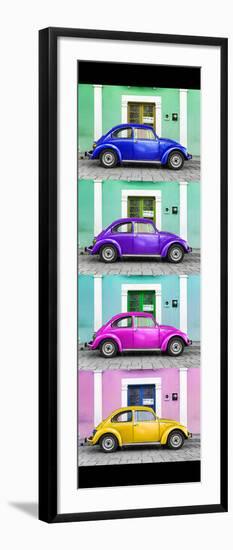 ¡Viva Mexico! Panoramic Collection - The VW Beetle Cars with Colors Street Wall-Philippe Hugonnard-Framed Photographic Print