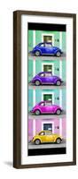 ¡Viva Mexico! Panoramic Collection - The VW Beetle Cars with Colors Street Wall-Philippe Hugonnard-Framed Photographic Print