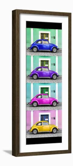 ¡Viva Mexico! Panoramic Collection - The VW Beetle Cars with Colors Street Wall-Philippe Hugonnard-Framed Photographic Print