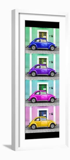 ¡Viva Mexico! Panoramic Collection - The VW Beetle Cars with Colors Street Wall-Philippe Hugonnard-Framed Photographic Print