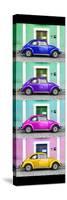 ¡Viva Mexico! Panoramic Collection - The VW Beetle Cars with Colors Street Wall-Philippe Hugonnard-Stretched Canvas