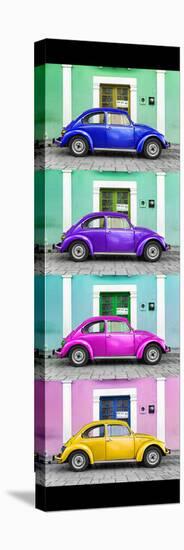 ¡Viva Mexico! Panoramic Collection - The VW Beetle Cars with Colors Street Wall-Philippe Hugonnard-Stretched Canvas