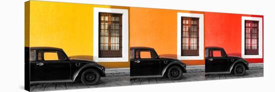 ¡Viva Mexico! Panoramic Collection - Three Black VW Beetle Cars VI-Philippe Hugonnard-Stretched Canvas