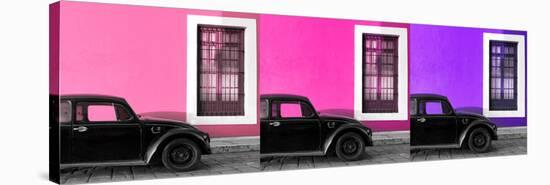 ¡Viva Mexico! Panoramic Collection - Three Black VW Beetle Cars VII-Philippe Hugonnard-Stretched Canvas