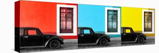 ¡Viva Mexico! Panoramic Collection - Three Black VW Beetle Cars XII-Philippe Hugonnard-Stretched Canvas