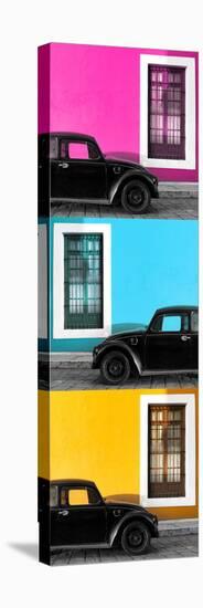 ¡Viva Mexico! Panoramic Collection - Three Black VW Beetle Cars XIII-Philippe Hugonnard-Stretched Canvas