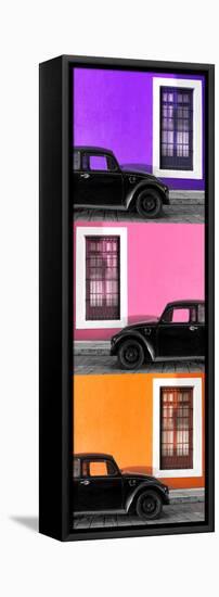 ¡Viva Mexico! Panoramic Collection - Three Black VW Beetle Cars XIV-Philippe Hugonnard-Framed Stretched Canvas