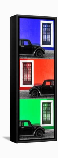 ¡Viva Mexico! Panoramic Collection - Three Black VW Beetle Cars XV-Philippe Hugonnard-Framed Stretched Canvas