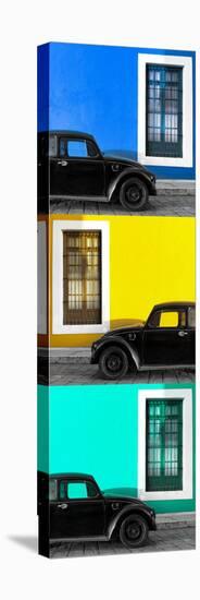 ¡Viva Mexico! Panoramic Collection - Three Black VW Beetle Cars XVI-Philippe Hugonnard-Stretched Canvas