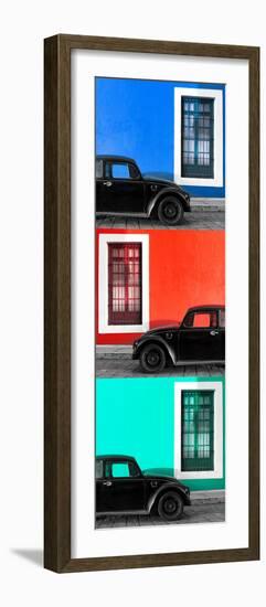 ¡Viva Mexico! Panoramic Collection - Three Black VW Beetle Cars XVII-Philippe Hugonnard-Framed Photographic Print