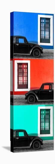 ¡Viva Mexico! Panoramic Collection - Three Black VW Beetle Cars XVII-Philippe Hugonnard-Stretched Canvas