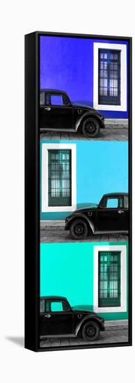 ¡Viva Mexico! Panoramic Collection - Three Black VW Beetle Cars XVIII-Philippe Hugonnard-Framed Stretched Canvas