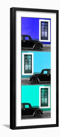 ¡Viva Mexico! Panoramic Collection - Three Black VW Beetle Cars XVIII-Philippe Hugonnard-Framed Photographic Print