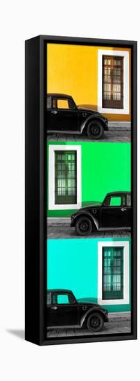 ¡Viva Mexico! Panoramic Collection - Three Black VW Beetle Cars XXI-Philippe Hugonnard-Framed Stretched Canvas