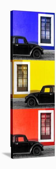 ¡Viva Mexico! Panoramic Collection - Three Black VW Beetle Cars XXV-Philippe Hugonnard-Stretched Canvas