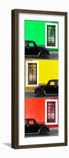 ¡Viva Mexico! Panoramic Collection - Three Black VW Beetle Cars XXVI-Philippe Hugonnard-Framed Photographic Print