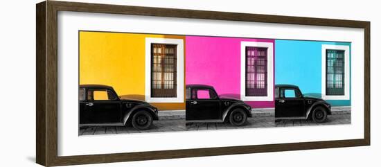 ¡Viva Mexico! Panoramic Collection - Three Black VW Beetle Cars-Philippe Hugonnard-Framed Photographic Print