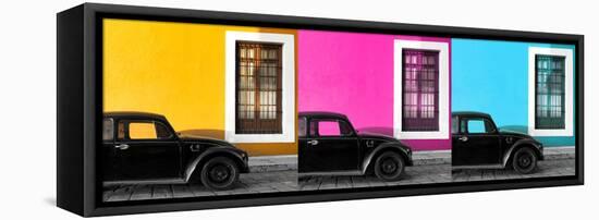 ¡Viva Mexico! Panoramic Collection - Three Black VW Beetle Cars-Philippe Hugonnard-Framed Stretched Canvas
