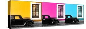 ¡Viva Mexico! Panoramic Collection - Three Black VW Beetle Cars-Philippe Hugonnard-Stretched Canvas