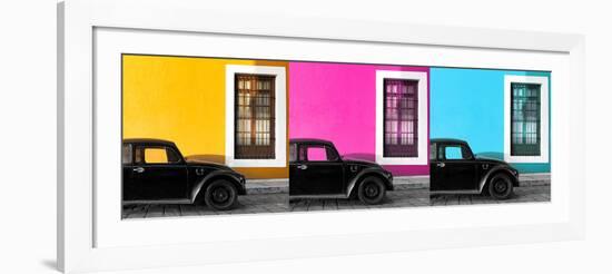 ¡Viva Mexico! Panoramic Collection - Three Black VW Beetle Cars-Philippe Hugonnard-Framed Photographic Print