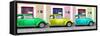 ¡Viva Mexico! Panoramic Collection - Three VW Beetle Cars with Colors Street Wall I-Philippe Hugonnard-Framed Stretched Canvas