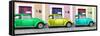 ¡Viva Mexico! Panoramic Collection - Three VW Beetle Cars with Colors Street Wall I-Philippe Hugonnard-Framed Stretched Canvas